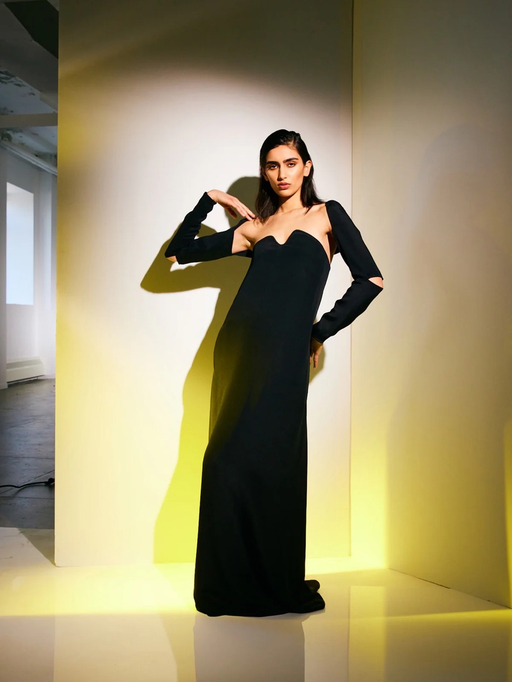 Tibi Black Silk Assymetrical Strapless Evening Gown - Picture 2 of 9